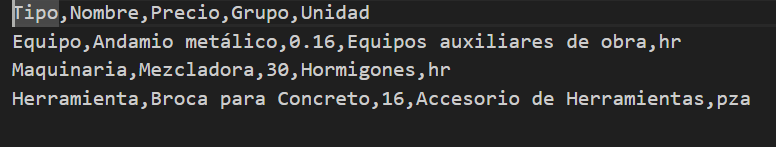 Plantilla de importación CSV para equipos