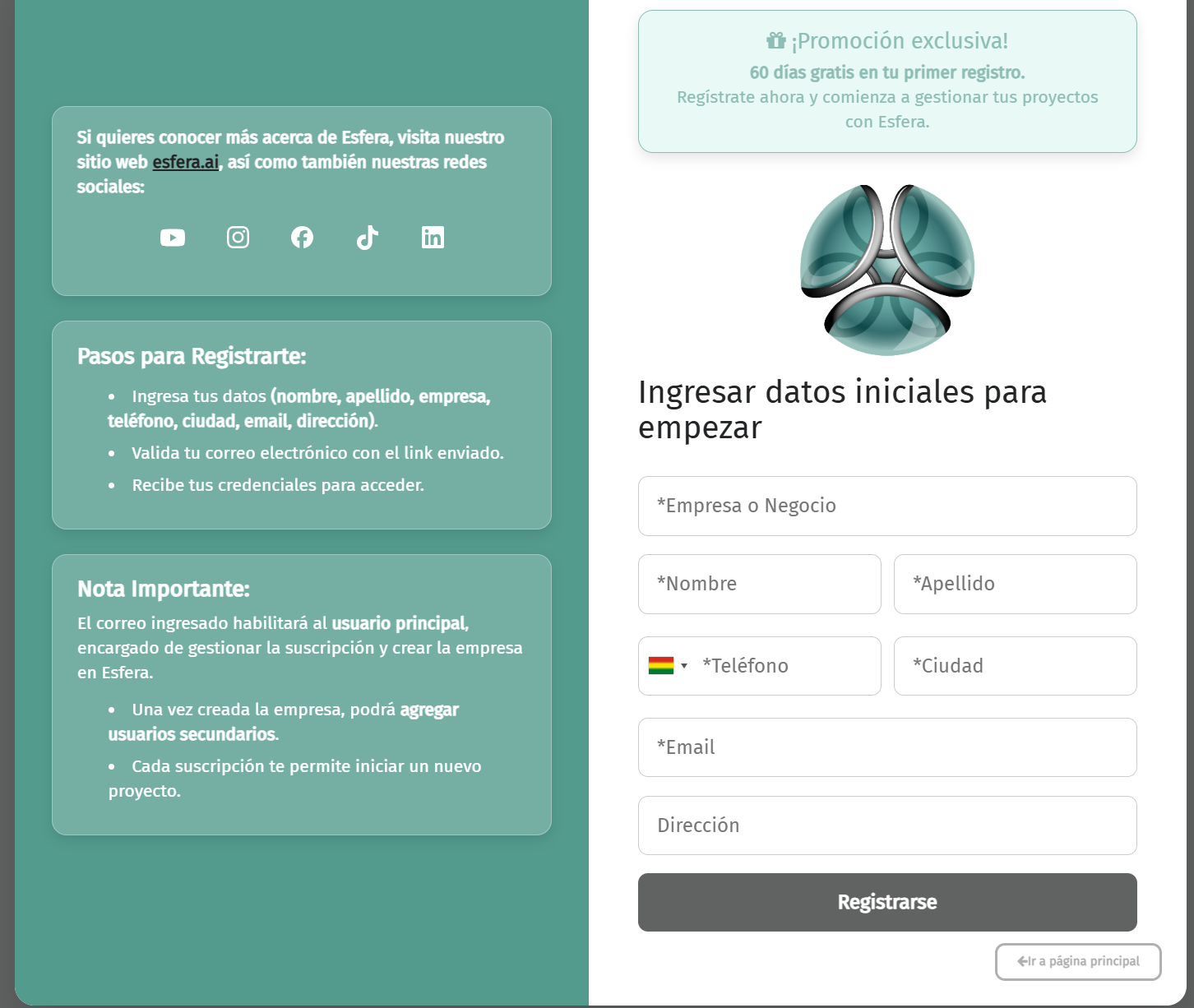 Formulario de ingreso de datos personales